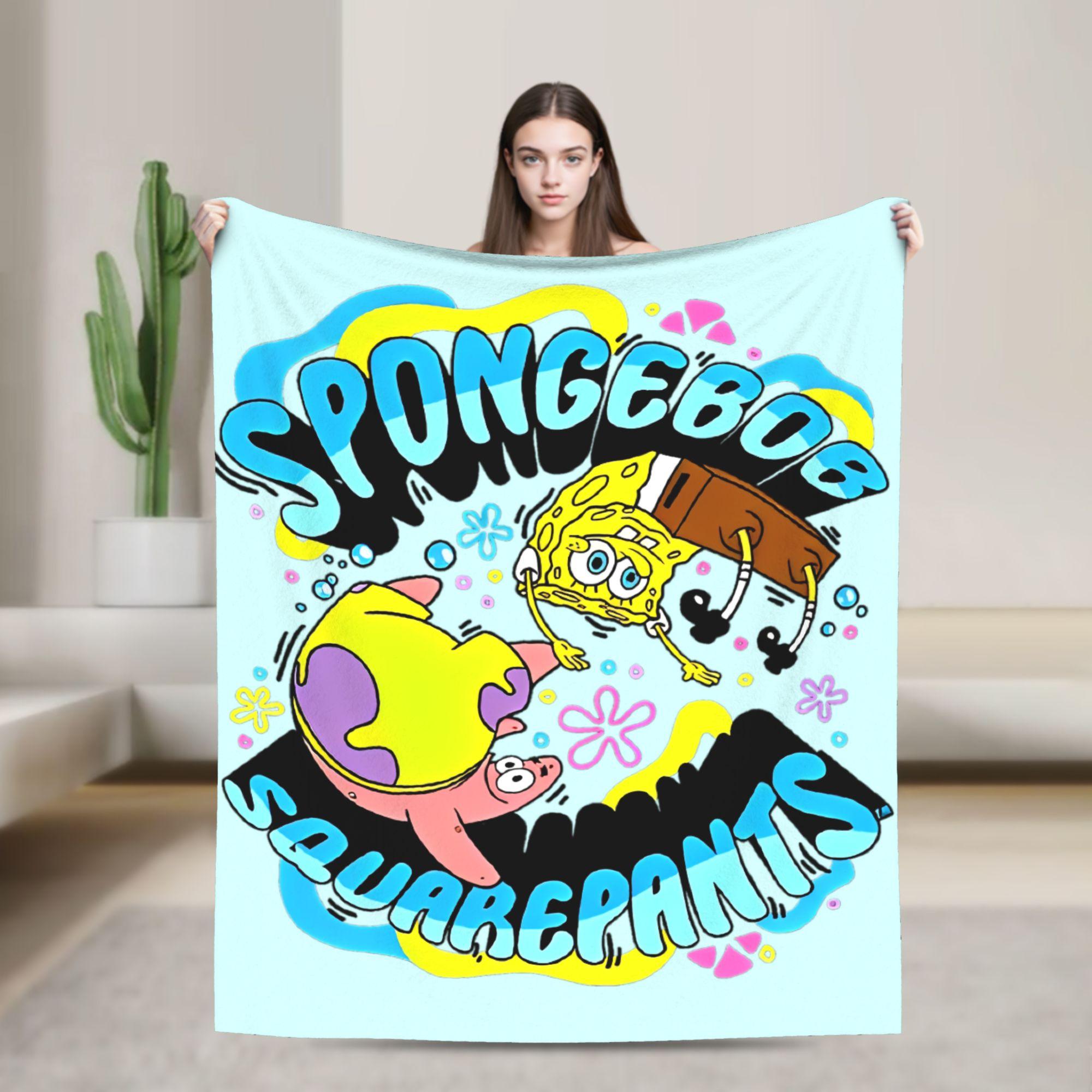 

Funny Cartoon Blanket SpongeBob SquarePants Plush Novelty Soft Throw Blankets for Home All Season 75x90cm
