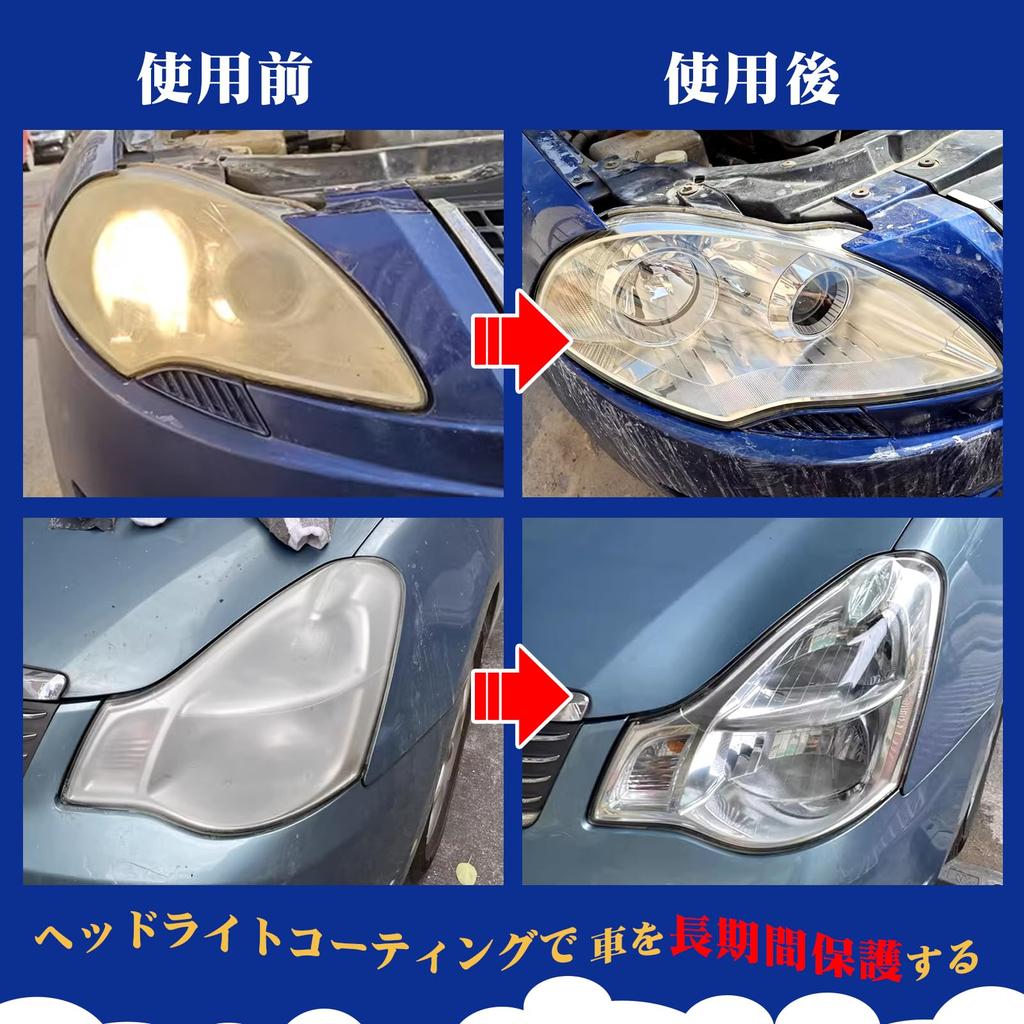Headlight Yellowing Cleaner Easy Dullness and Yellowing Durable Gloves Japanese Instruction Manual Included [LOCBONDSO] & Coating, Remover,