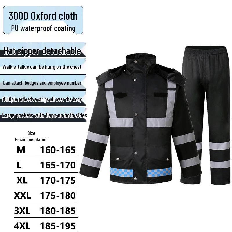 Reflective Raincoat and Pants Set for Traffic Safety and Rain Protection