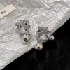 European Retro Chain Stainless Steel Rhinestone Stud Earrings for Women