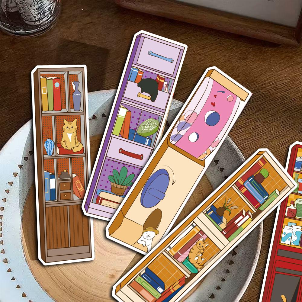 30pcs Cat Cabinet Forest Bookmarks Painting Copywriting Paper Retro Aesthetic Fairy Tale Scenery Book Aesthetic Card Bookmark