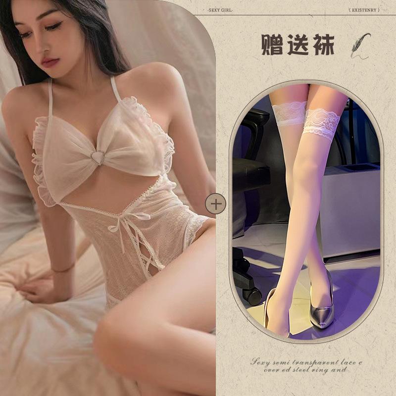 Sexy Lingerie Sexy Suspender Lace Temptation Hollow Open Onesie Hot