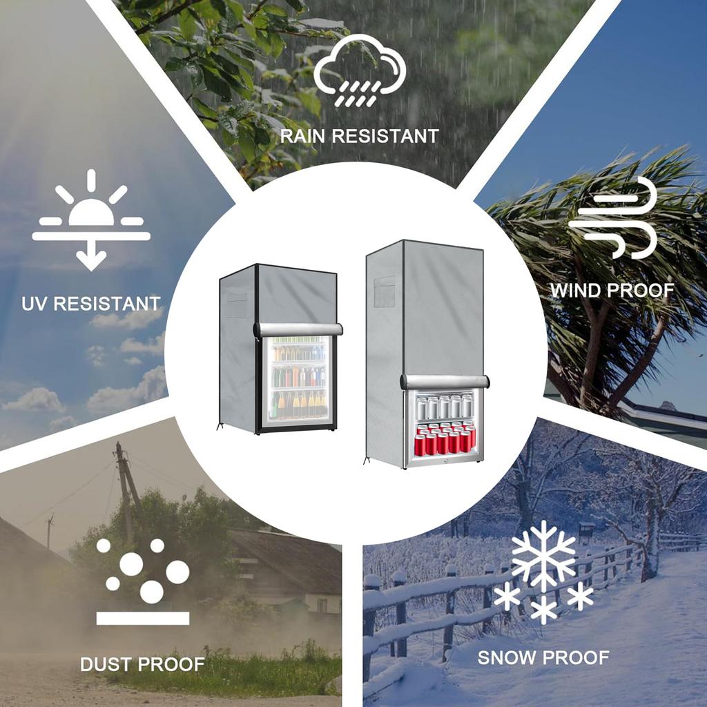 Universal Outdoor Refrigerator Cover Dustproof Freezer Covers for Protecting Upright Freezers/Beverage Refrigerator