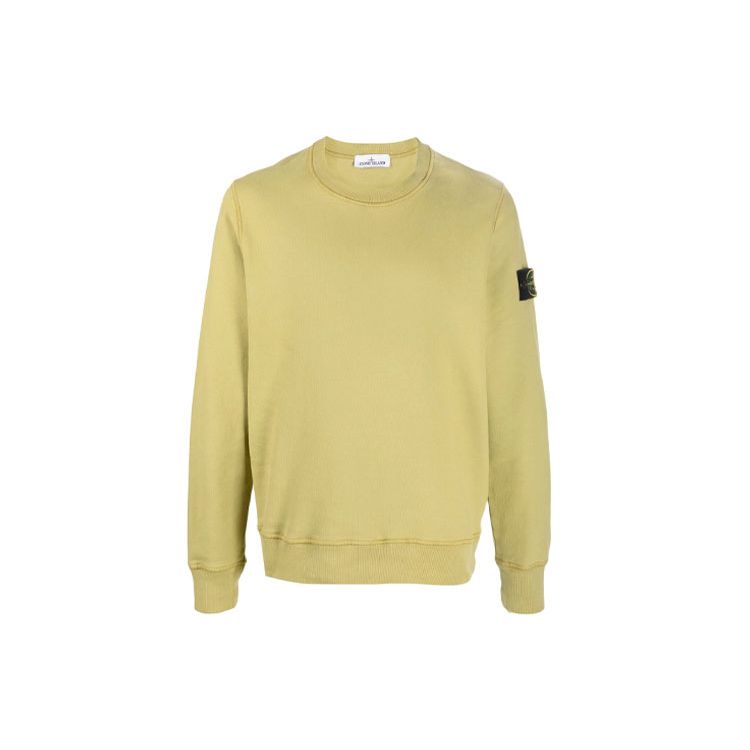 STONE ISLAND Compass Logo Long Sleeve Pullover Sweatshirt Men Sweatshirt Yellow 751563020-V0098