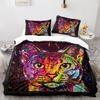 Cat Duvet Cover Set King Size Cute Cats Pattern Bedding Set Decorative Animal Polyester Comforter Cover with Pillowcases for Kid