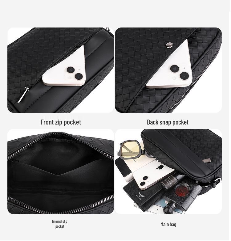 Men's Crossbody Woven Square Bag - Casual, Trendy, Sporty, High-Grade Business Storage