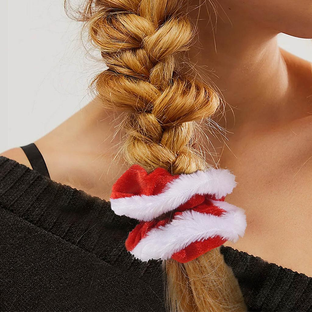 5 Pack Fashionable Christmas Hair Scrunchies Hair Ties for Ponytail Hair