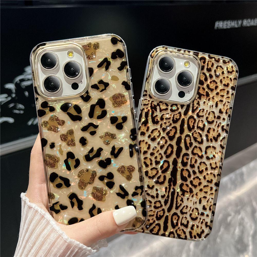 Stylish Electroplate IMD Leopard Rainbow Phone Case for iPhone 16 15 14 Plus 11 Pro Max Protective Back Cover Made Durable PC