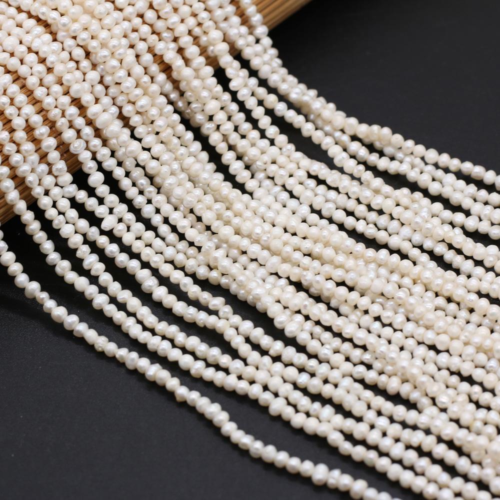 1String, Potato Shape Pearls, 2-3 mm, White Natural Freshwater Pearl Beads for Jewelry Making DIY Supplies, Women's Craft Gifts 36cm
