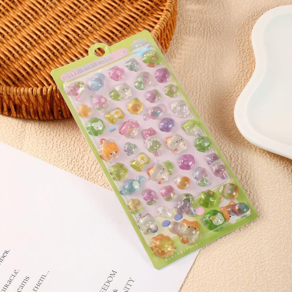 Solid 3D embossed sticker creative crystal sticker for children phone case decoration cute style glow-in-the-dark sticker