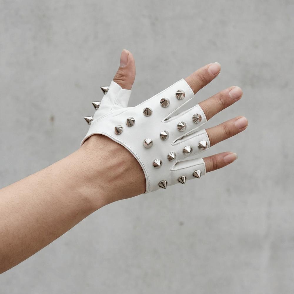 PU Leather Half-palm Gloves Fingerless Patent Leather Gloves Lolita Rivet Gloves Girls