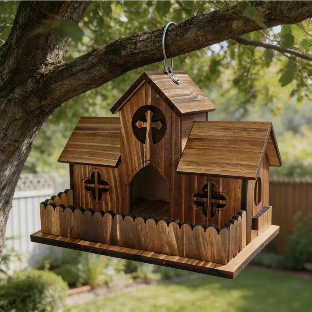 Multiple Holes Bird Feeder House Wooden Wild Birds Habitat Bird Villa Nest  Yard Decoration