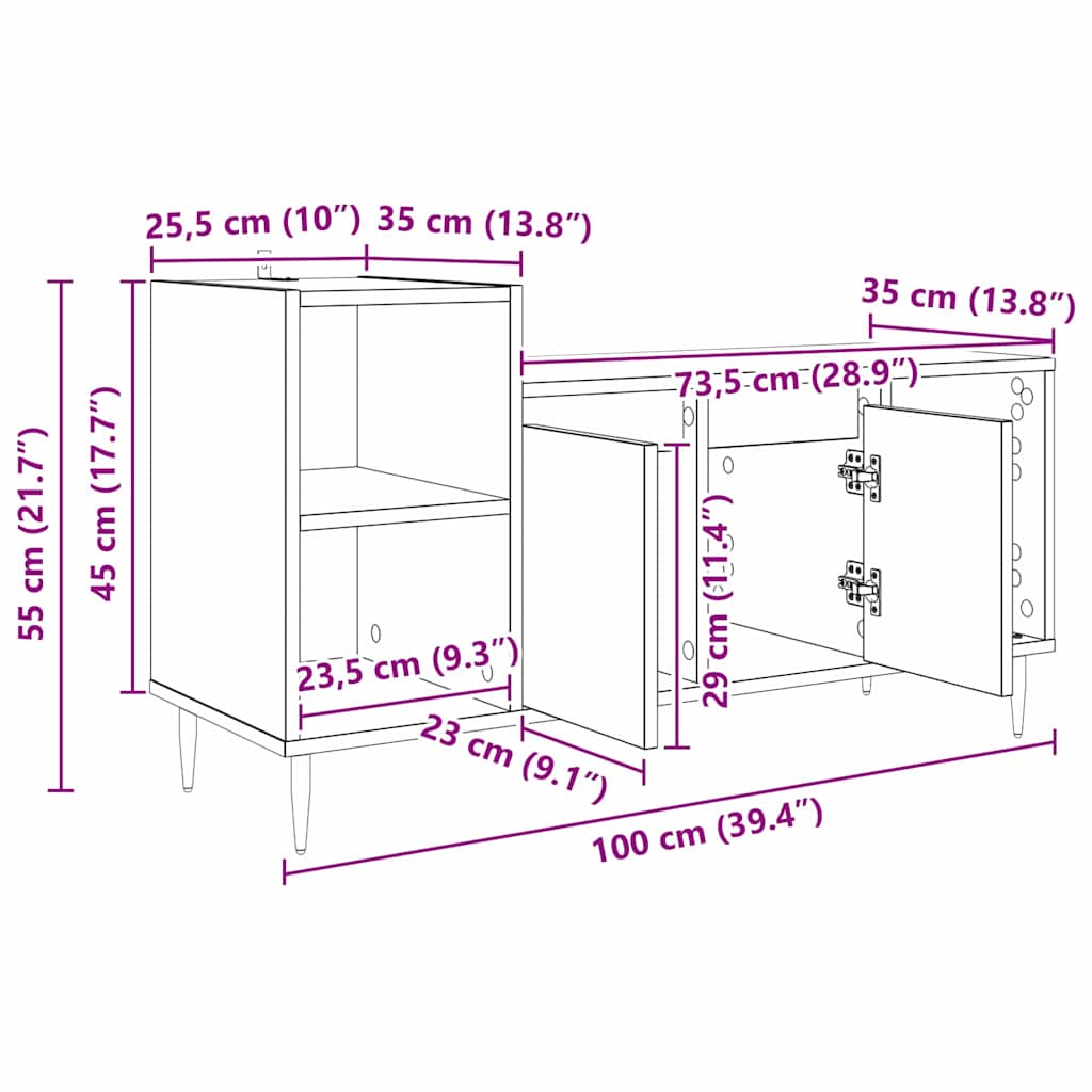 TV Cabinet Artisan Oak 100 x 35 x 55 cm Particleboard