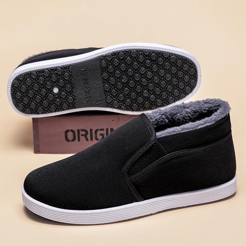 Winter High-top Cotton Shoes Non-slip and Wear-resistant One-pedal Piled Warm Cotton Boots Thickened Elderly Work Old Beijing Cloth Shoes