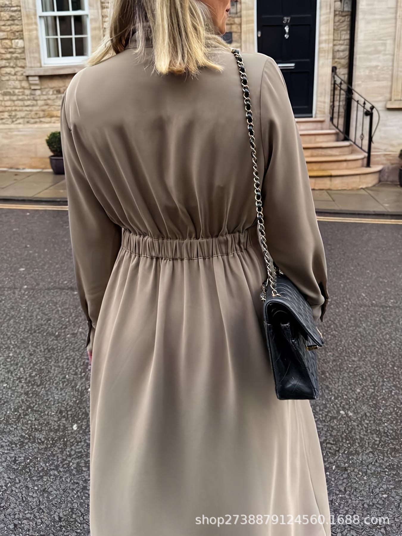 

2026 Spring/Summer French Retro Lapel Dress with Waist-Cinching Long Sleeves XXL