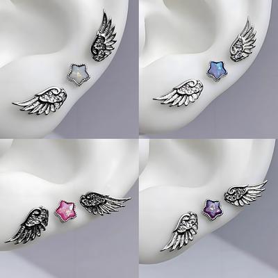 Neuer Modeschmuck Flügel Edelstahl Ohrknochen Nagel Glänzender Trendiger Ohrring Für Frauen Accessoire