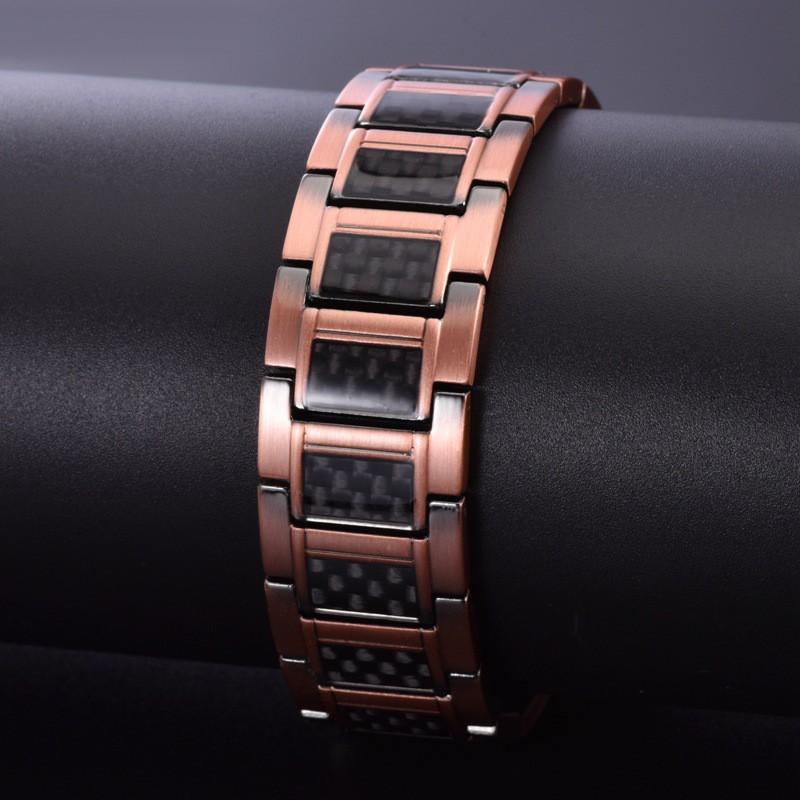 Copper Magnetic Therapy Bracelet Men Women Geometric Design Fashionable Three-Row Magnet Stackable Jewelry