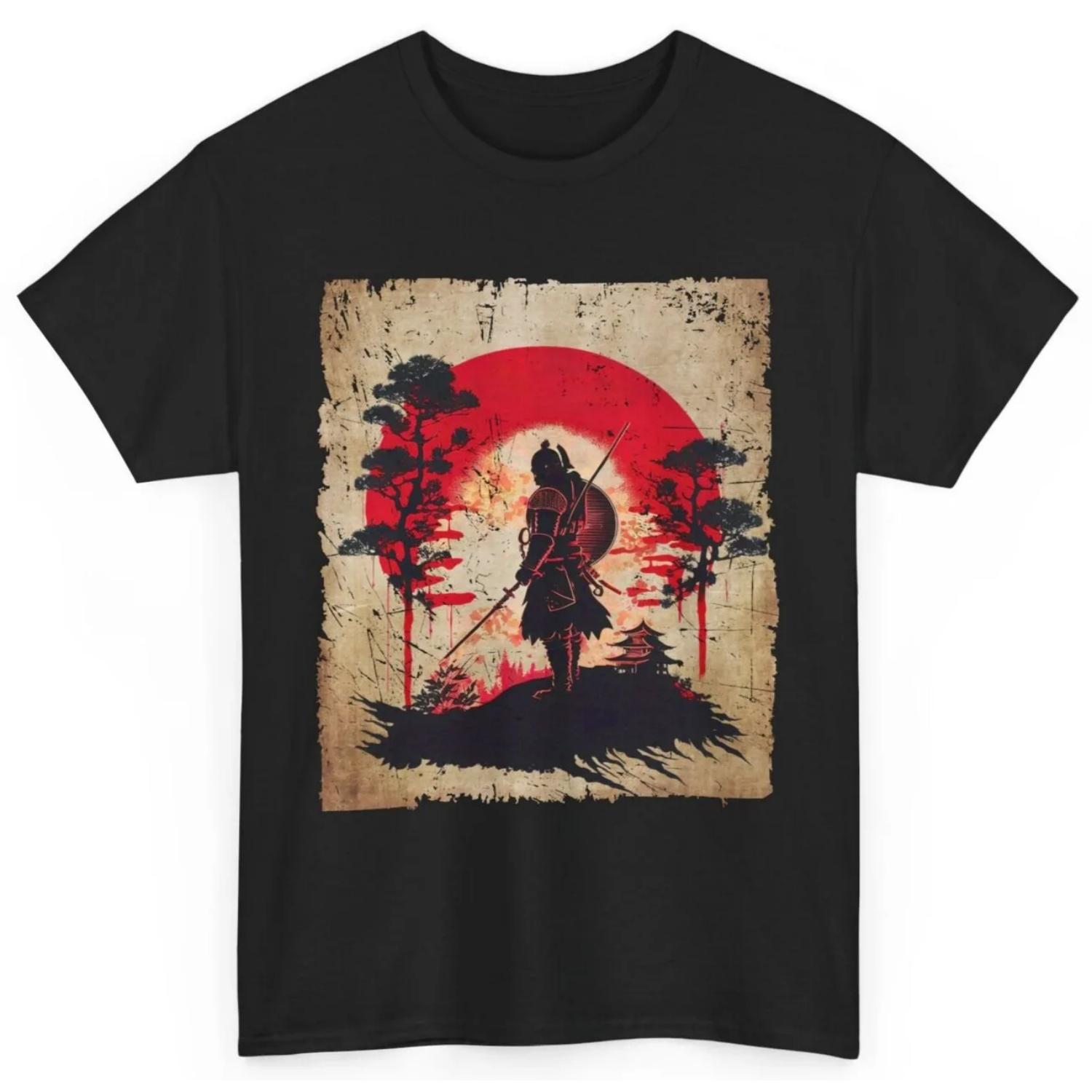 Японское искусство Самурай Винтаж Боец Ретро Дизайн Футболка XXXL
