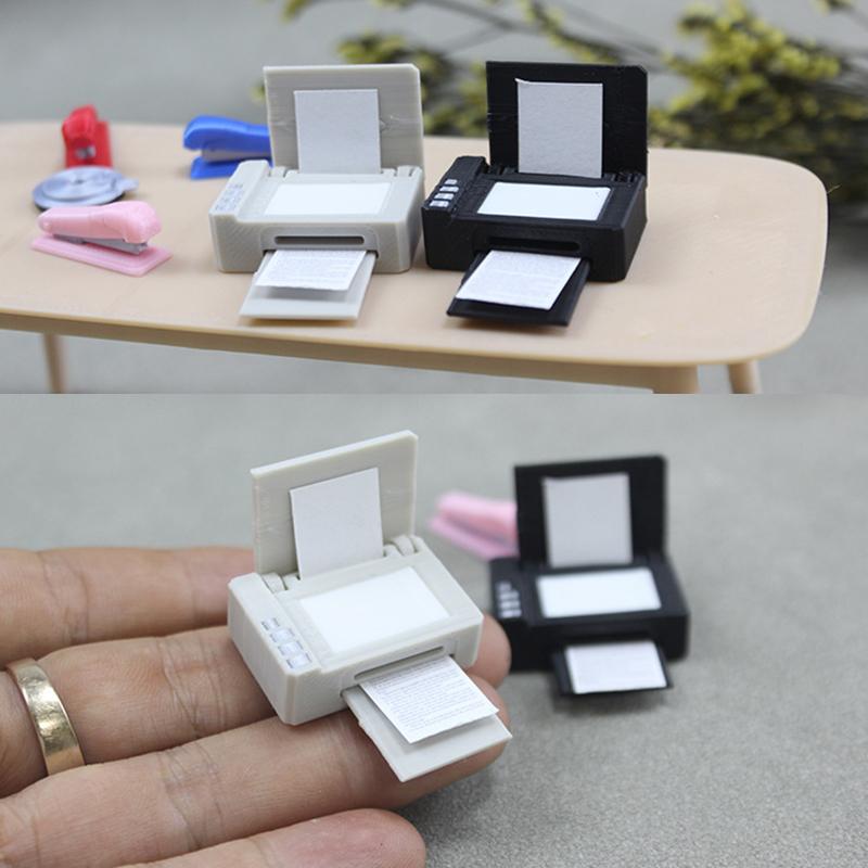 1:12 Simulace domečku pro panenky Model psacího stroje Miniaturní domeček pro panenky Cstudie Dekorace kancelářského nábytku Ozdoby ze scény Micro Life