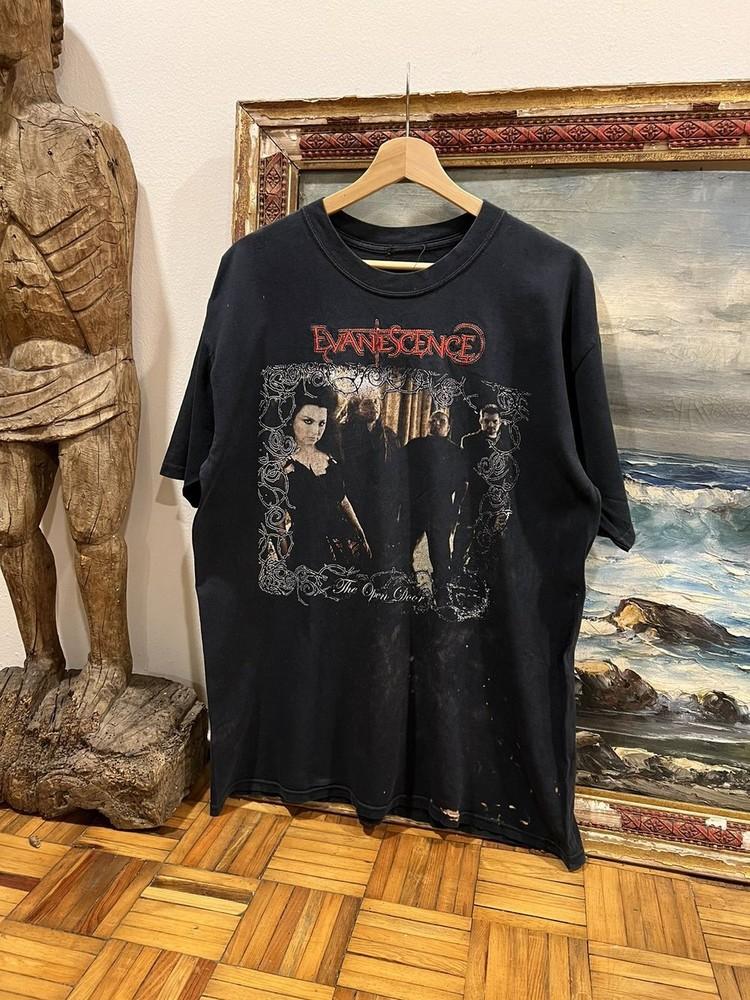 2007 Evanescence The Open Door Tour Embroidered Black Unisex Tshirt S5XL KH7061 Unisex T-Shirt S