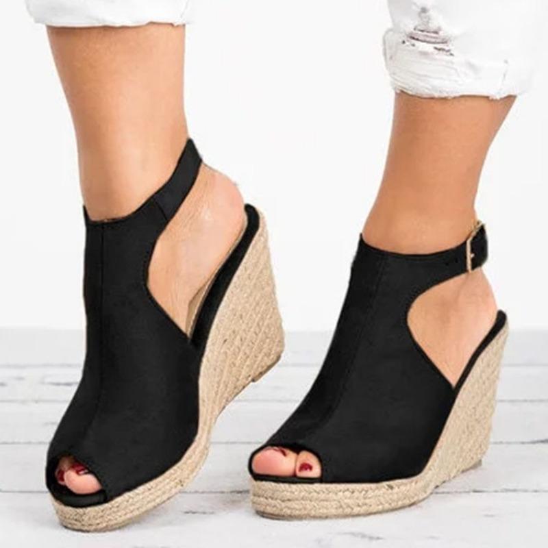 Women's Fashion Summer Wedge Thick Sole Casual Shoes Women's Buckle Strap Roman Open Toe Women's High Heels Sandálias Femininas