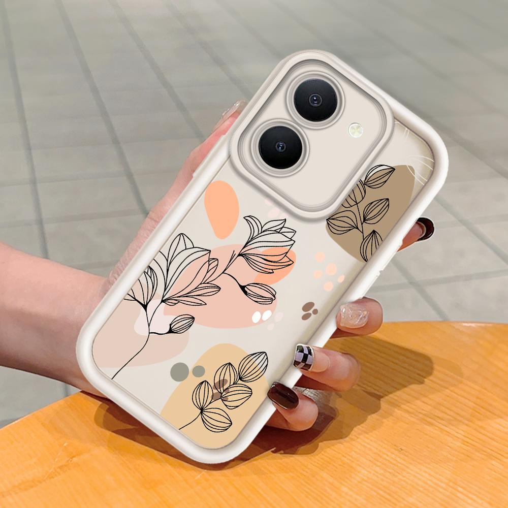 Soft Silicone Square Ladder Printing Pattern Phone Casing Full Cover Camera Shockproof Protection Rubber Case for Vivo