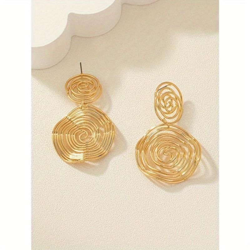 1 Paar Gothic Punk Stil Mehrschichtige Runde Goldene Creolen für Damen, Böhmischer Resort Übertriebener Schmuck