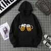 Hoodie Clinking Beer Mugs Print Lively Social and Festive Free Style Graphic Soft Fabric for Celebration-Themed Casual Looks