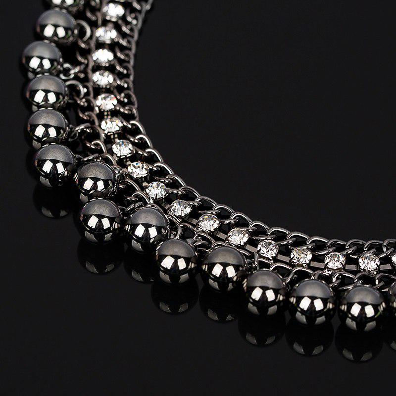 Luxury Jewelry Vintage Black Balls Crystal Necklace Charm Collar Statement Choker Pendants for Women