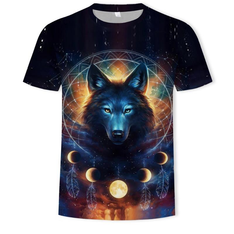 Men's 3D Printed T-Shirt Animal Pattern Printing Short Sleeve O-Neck Pullover Casual Top