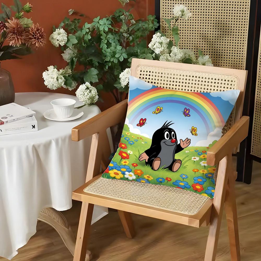 Cartoon The LLittle Mole Cushion Cover Silky Short Plush Invisible Zipper Dustproof Sofa Pillow Case for Home Decor