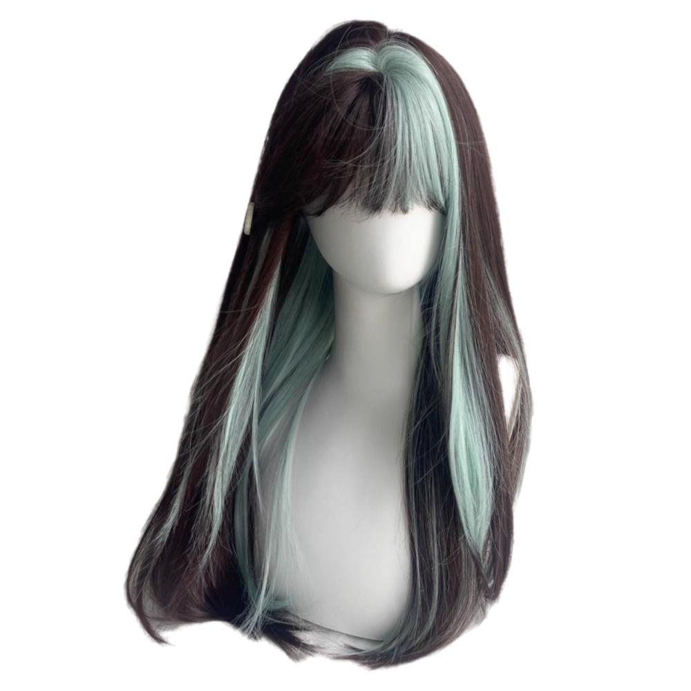Cosplay Synthetic Layered Wig Fluffy Long Straight Wig with Bangs Women