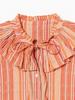 Beams Boy Women's Striped Ruffle Short Sleeve S/S Shirt, Pink Free