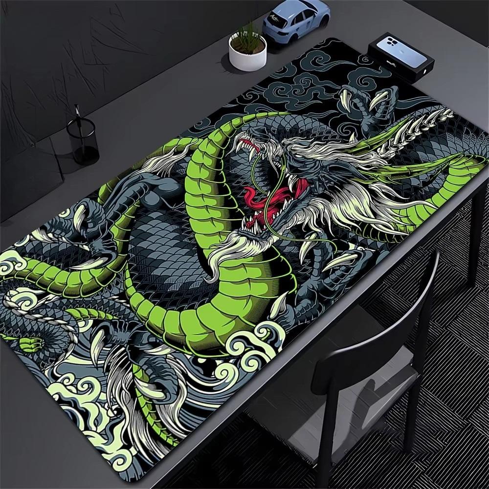 Traditional Dragon Wave Desk Mat Waterproof Nonslip Extended Mouse Pad