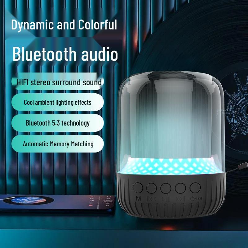 Colorful Ambient Bluetooth Speaker: Portable, High-Quality Sound with Lanyard - Model WK-101