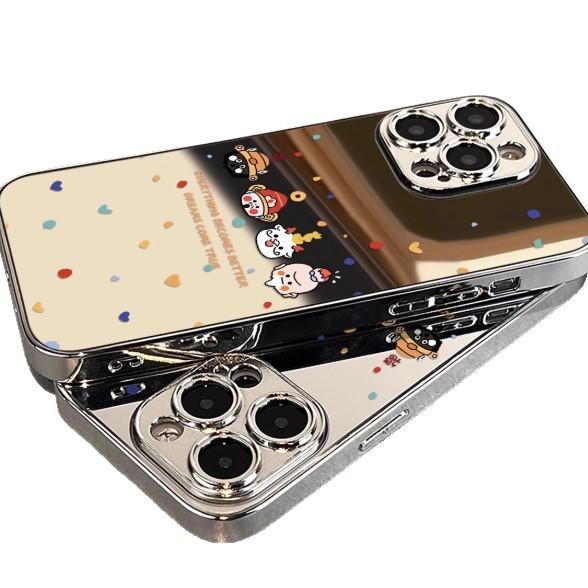 Applicable to iphone11/11pro mirror mobile phone case 11plus makeup mirror New Year's cartoon 11 four gods of wealth