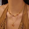 Irregular Rhinestone Necklace Alloy Pendant Necklace Fashion Maple Leaf Necklace  For Women