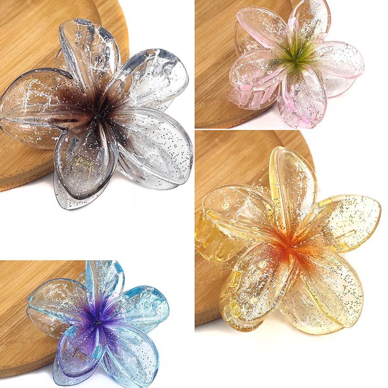 Hair Flower Clip Clips Hawaiian Plumeria Beach Flowers Claw Barrettes Accessories Barrette Kids Colorful Women Hair Claw