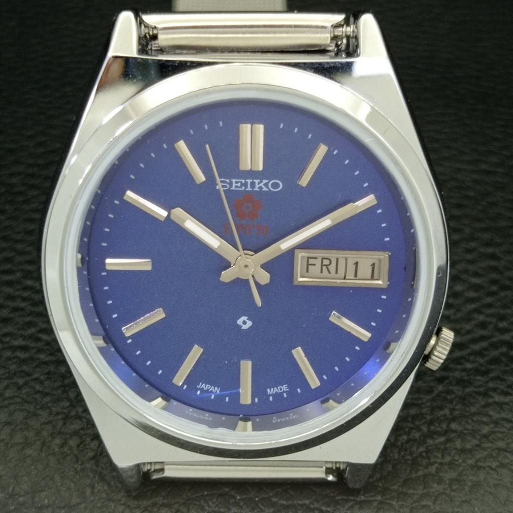 REFURBISHED VINTAGE SEIKO EXPO 70 AUTOMATIC JAPAN MENS BLUE DIAL WATCH a433580-2 R117-a433580