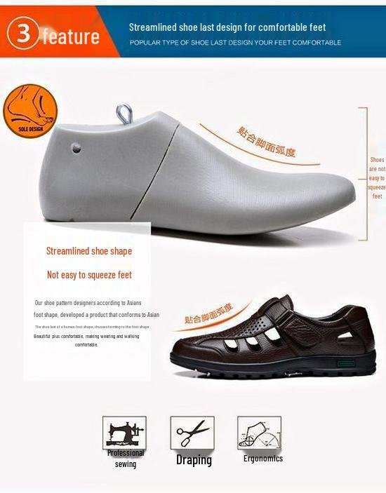 2023 Men's Cool Genuine Cowhide Leather Sandals: Breathable, Soft Sole, Casual Dad Style
