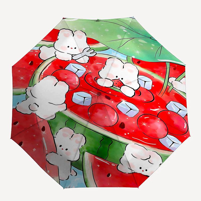 

1pc watermelon ice cubes umbrella with 8 iron ribs and a plastic handle, automatic opening and closing, and daily use.1092