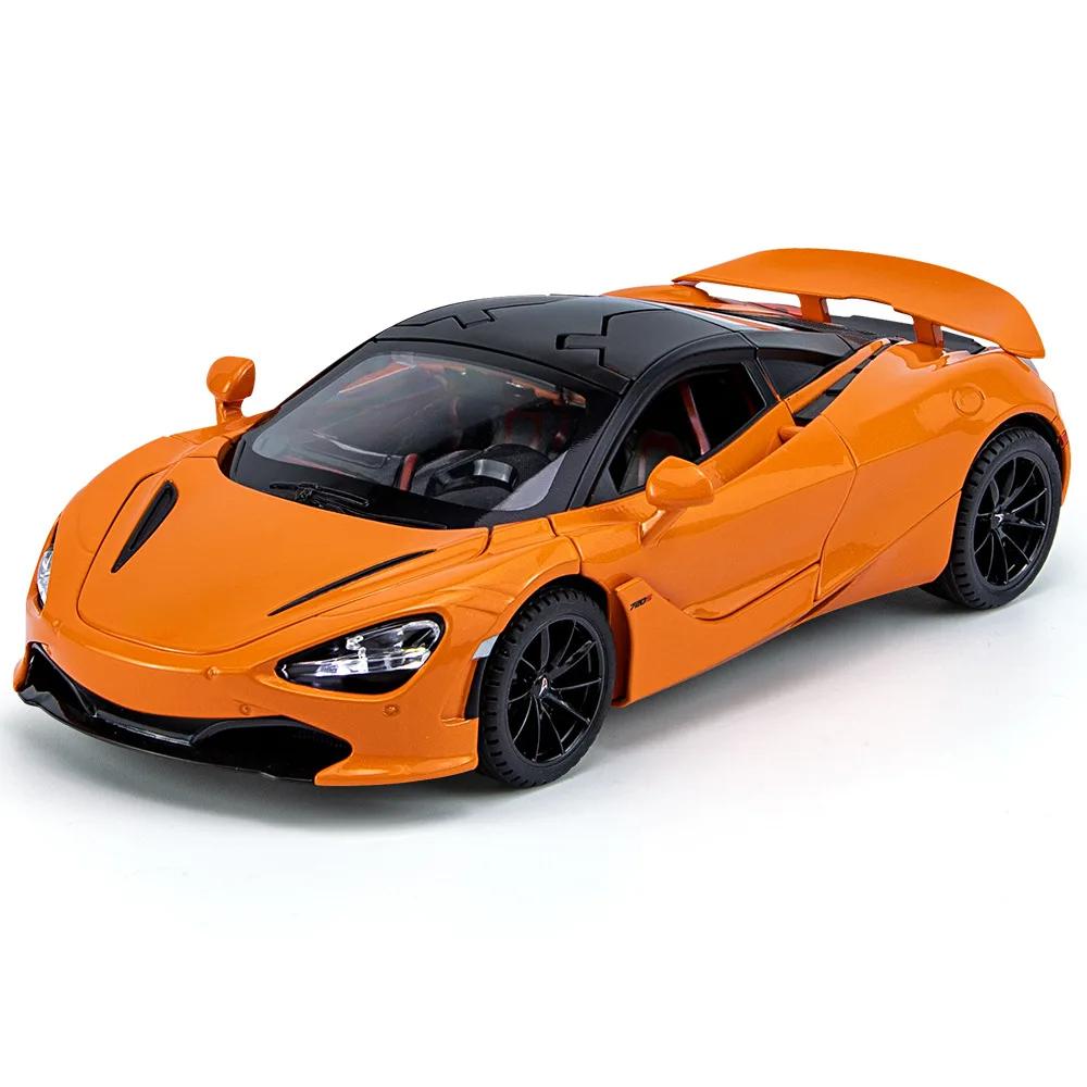 

1:24 Scale 720S Alloy Cars Models Diecasting Model High Simulation Light Sound Pull Back Vehicles Toys Children Collection Gifts оранжевый
