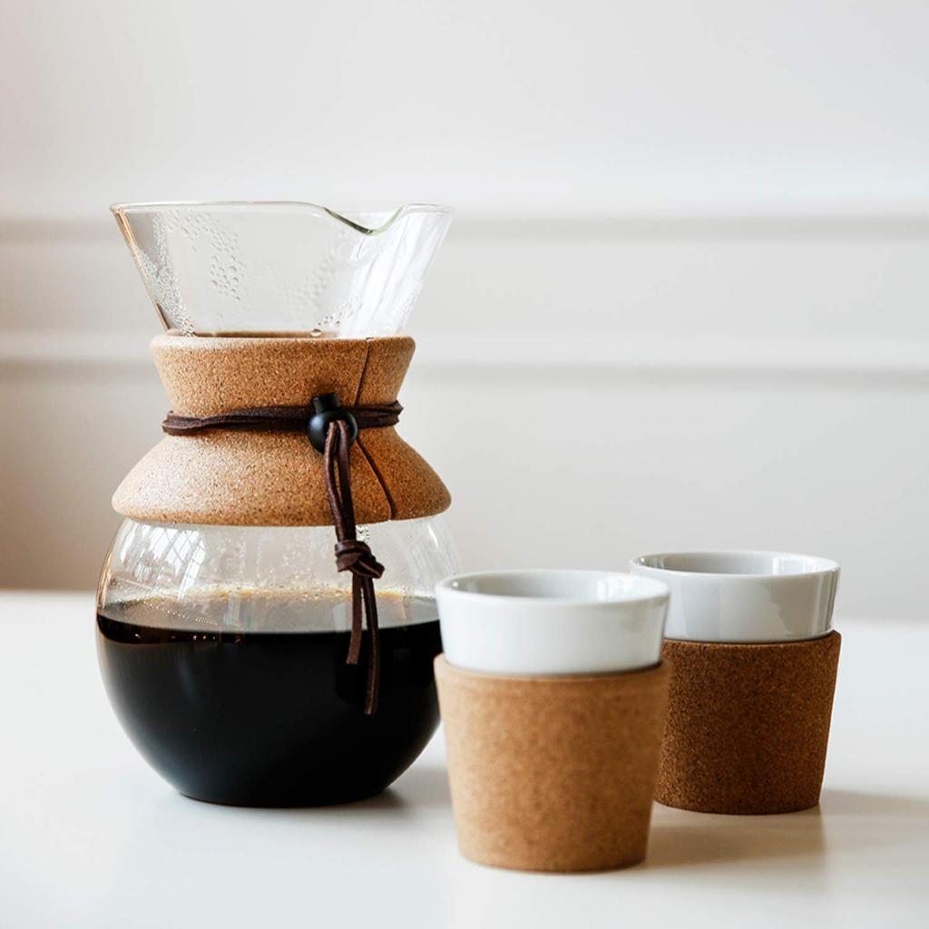 BODUM POUR OVER Drip Coffee Maker with Stainless Steel Mesh Filter, 500ml, and Cork Cover (Authentic) 11592-109