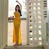 Vacation Photo Beach Dress Pure Desire Sexy Mesh Slanted Shoulder Suspender Dress Slim Slim Slim Dress