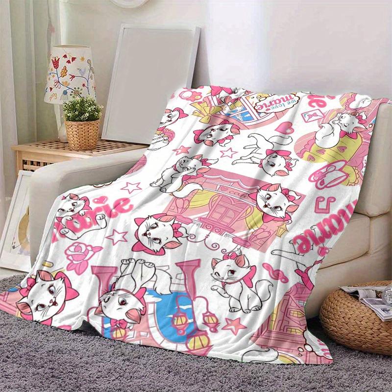 1pc. Cute Marie Cat Print Blanket, Seasonal Universal, Home Decoration, Throw, Cartoon Blankets, Soft Flannel Throw Blanket, Versatile & Coz