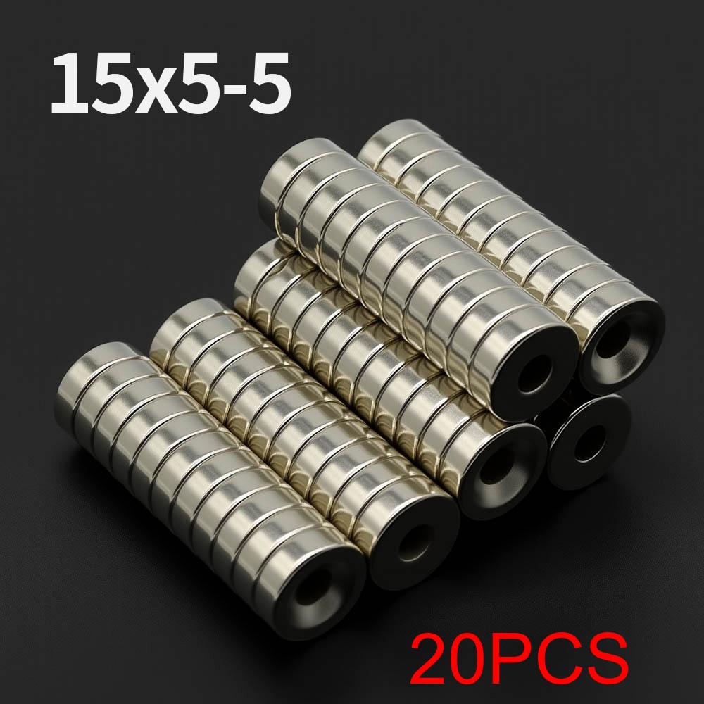15x5-5mm Starker Neodym-Magnet N35 NdfeB Permanentmagnet Rund Mit Loch Super Starker Kühlschrankmagnet DIY