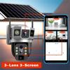 Caméra solaire 12MP 3 objectifs 4G Carte SIM Réseau Zoom 10X Protection de sécurité pour maison intelligente Vision nocturne 6K Caméras de surveillance vidéo IP CCTV