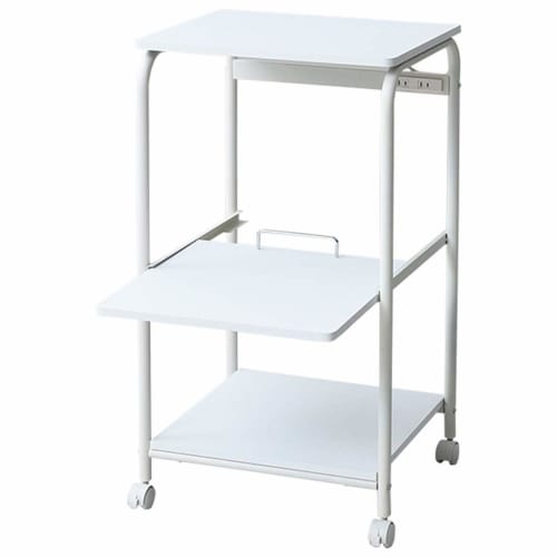 Yamazen (YAMAZEN) Range Rack, 48cm Wide x 41.5cm Deep x 89cm High, Sliding Shelf, Two Outlets, Casters with Locking Brackets, Range Stand, Kitchen Rac