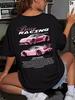 Motorcycle Gift for Car Enthusiasts Graphic Women Top Tee Fit Summer Casual Car Graphic Printed Women's T-shirt Short Sleeve Tee