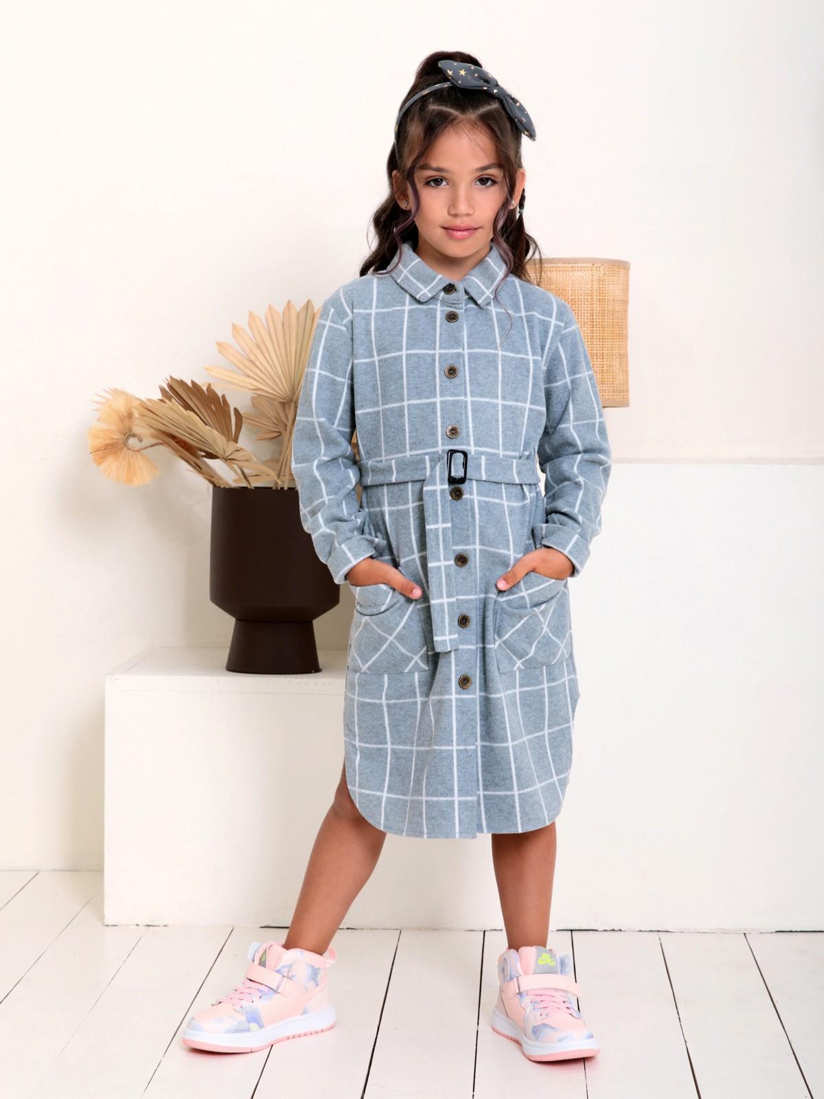 Robe chemise rayée en maille avec ceinture ISSA Plus 122 beige